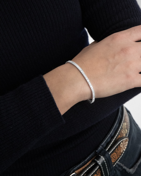 PULSERA TENNIS SPRING DROPS SLIM DE PLATA CON PIEDRAS BLANCAS