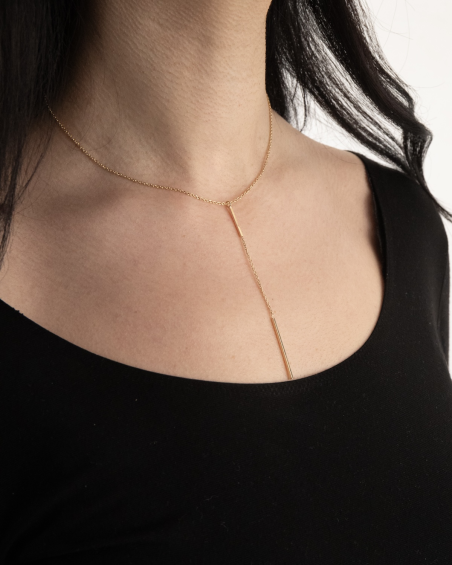 COLLAR CORBATÍN SILVER DOUBLE BAR PLATEADO ORO