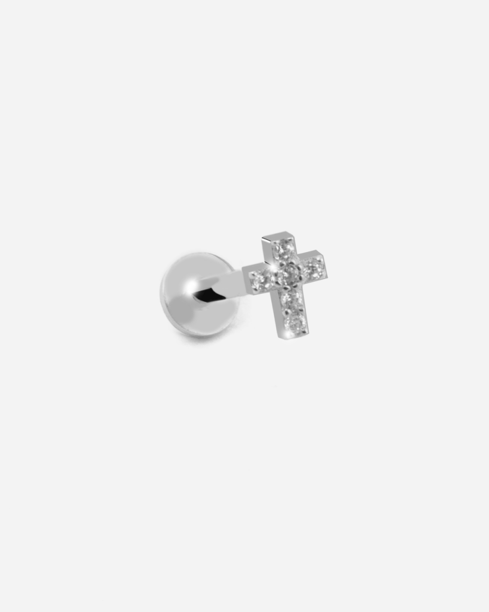 OHRRING PIERCING SILVER SHINY CROSS