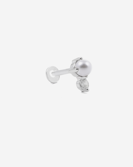 PENDIENTE SILVER SHINY PEARL DE PLATA CON PERLA Y BRILLANTE
