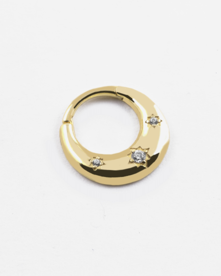 GOLDEN HALFMOON SEPTUM HOOP EARRING WITH BRILLIANTS