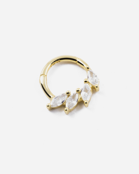 ORECCHINO CERCHIO GOLDEN FAN SEPTUM PLACCATO ORO CON PIETRE