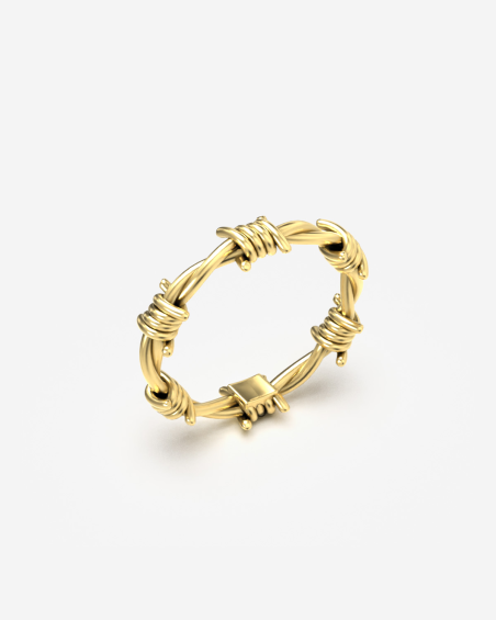 BAGUE DE PROMESSE BARBELÉ EN OR