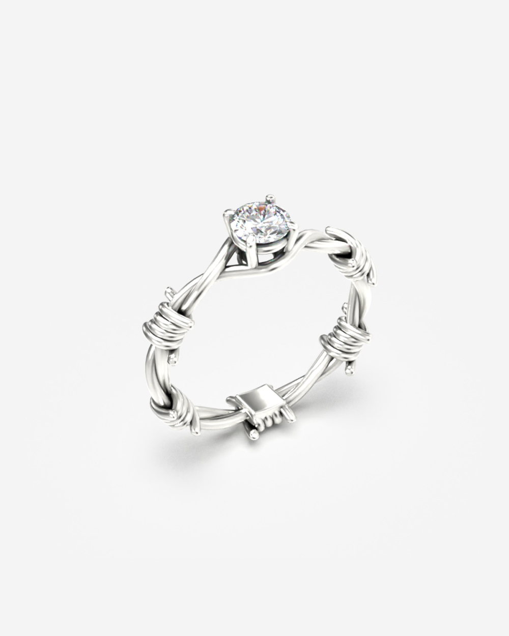 ANELLO SOLITARIO FILO SPINATO ARGENTO...