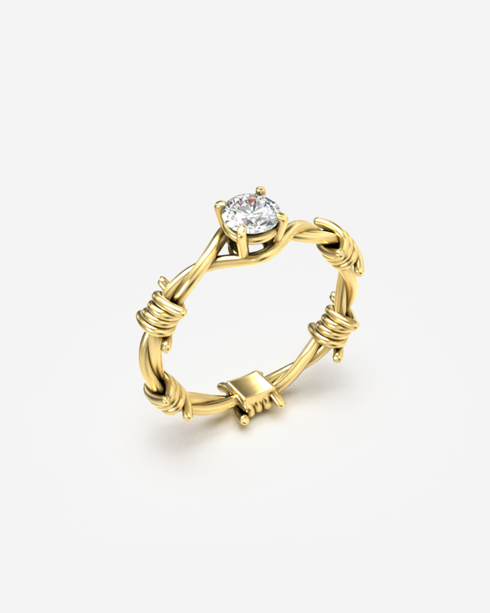 ANELLO SOLITARIO FILO SPINATO ARGENTO...