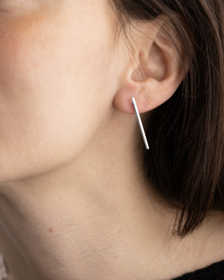 BOUCLE D'OREILLE SILVER SINGLE BAR EN ARGENT