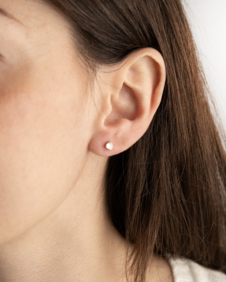 PENDIENTE LÓBULO PIERCING GOLDEN SPOT PLATEADO ORO CON BRILLANTE