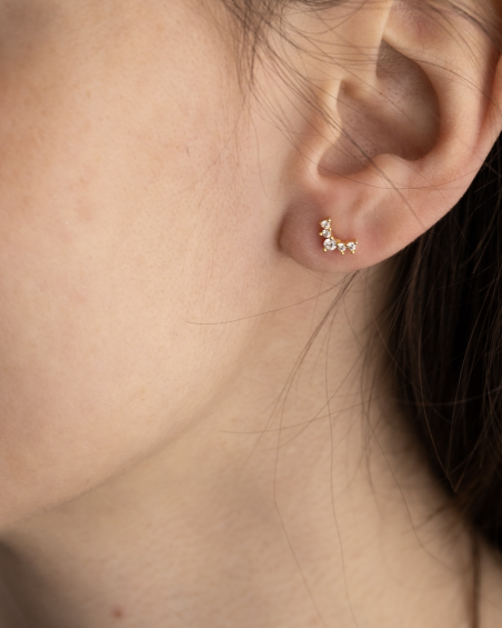 PENDIENTE PIERCING GOLDEN QUOTE PLATEADO ORO CON BRILLANTES