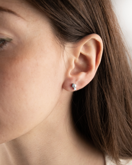 PENDIENTE SILVER SHINY PEARL DE PLATA CON PERLA Y BRILLANTE