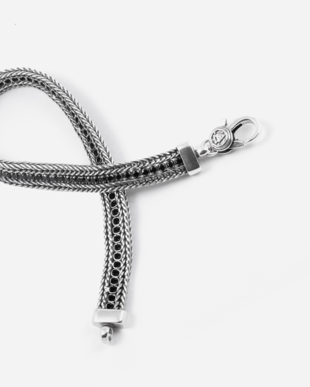 BLACK BOLD FOXTAIL TENNIS BRACELET WITH BRILLIANTS