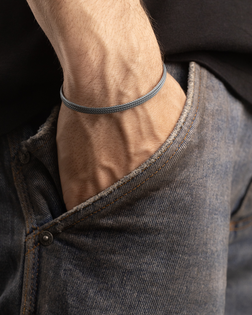 BRACCIALE CALZA PIATTA IN ARGENTO