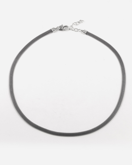 COLLAR CADENA DE SERPIENTE PLANA DE PLATA