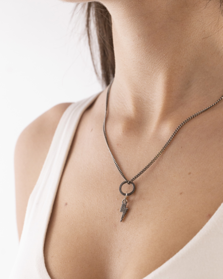 MINI CHARM COLGANTE RAYO PUNTEADO DE PLATA