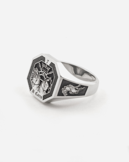 THE CHARIOT TAROT CARD SIGNET RING