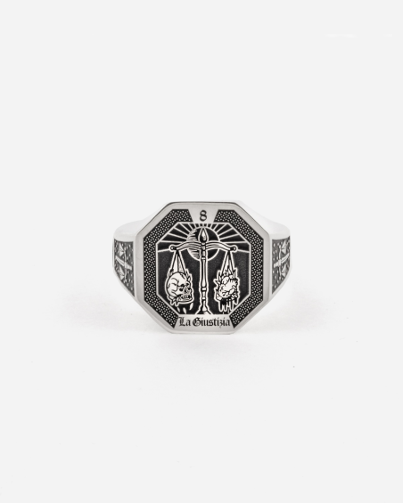 JUSTICE TAROT CARD SIGNET RING