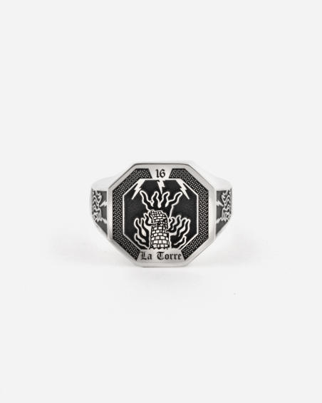 THE TOWER CARD SIGNET RING