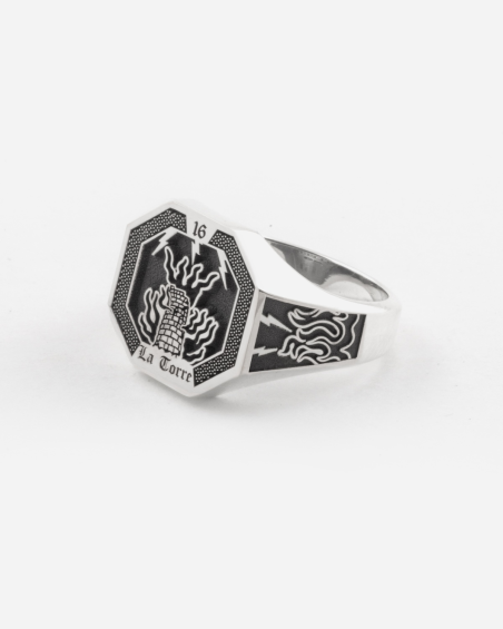THE TOWER CARD SIGNET RING