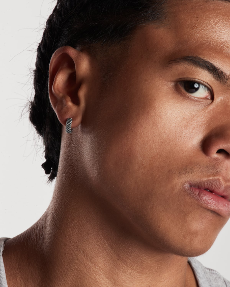 BOUCLE D'OREILLE CERCLE À PICOTS AVEC LOQUET EN ARGENT