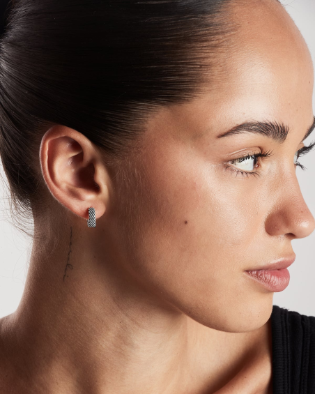 BOUCLE D'OREILLE CERCLE À PICOTS AVEC LOQUET EN ARGENT