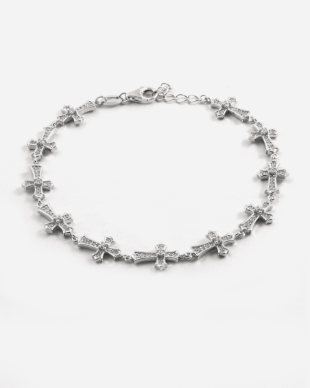 BRACCIALE CROCI GOTICHE IN ARGENTO CON BRILLANTI