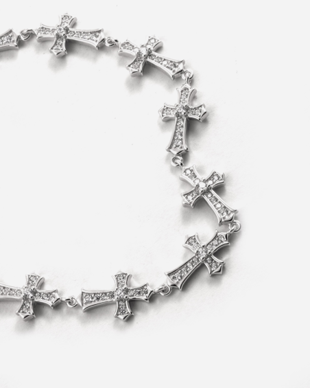 BRACALET CROIX GOTHIQUES EN ARGENT AVEC BRILLANTS