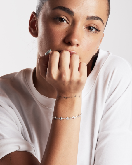 BRACALET CROIX GOTHIQUES EN ARGENT AVEC BRILLANTS