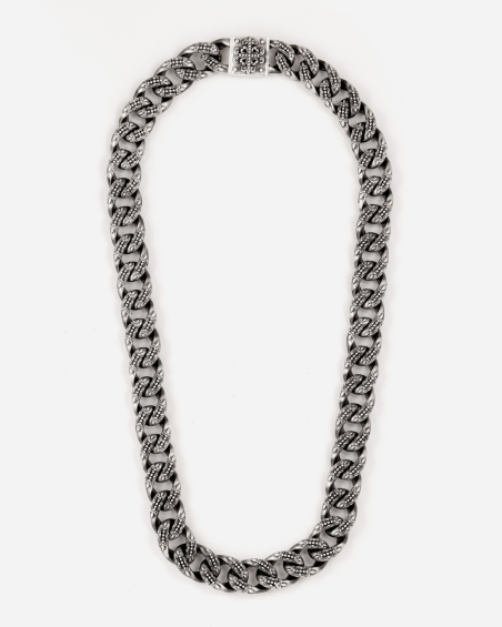 COLLANA GRUMETTA CON TEXTURE GOTICA ENLACE IN ARGENTO