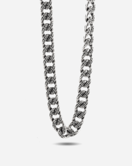 COLLANA GRUMETTA CON TEXTURE GOTICA ENLACE IN ARGENTO