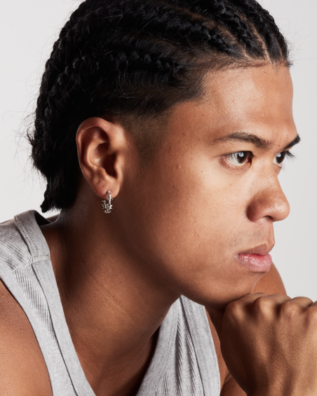 BOUCLE D'OREILLE CERCLE BARBELÉ MINI EN ARGENT