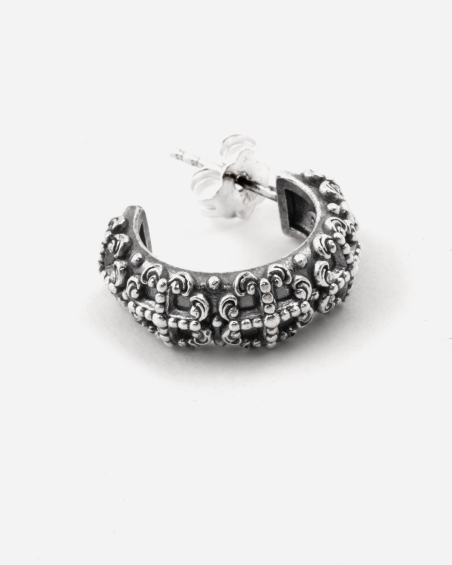 BOUCLE D'OREILLE CERCLE GOTHIQUE VANIDAD EN ARGENT