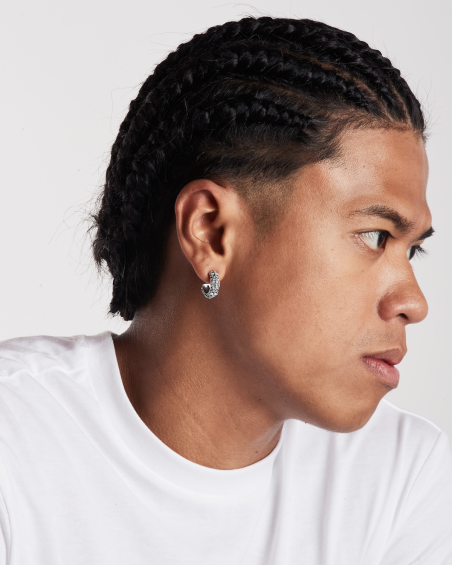 BOUCLE D'OREILLE CERCLE GOTHIQUE VANIDAD EN ARGENT