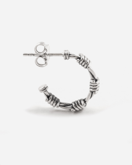 BOUCLE D'OREILLE CERCLE BARBELÉ MINI EN ARGENT