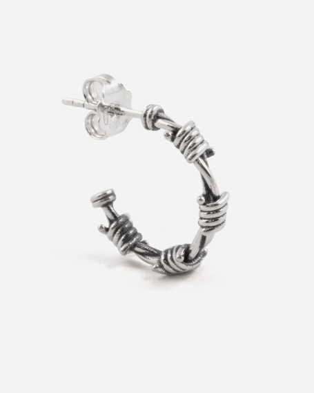 MINI BARBED WIRE HOOP EARRING