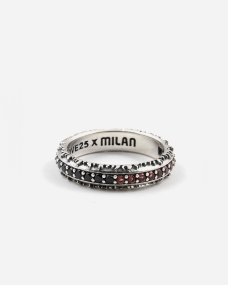 AC MILAN FLAMES FINE RING WITH ROSSONERI BRILLIANTS