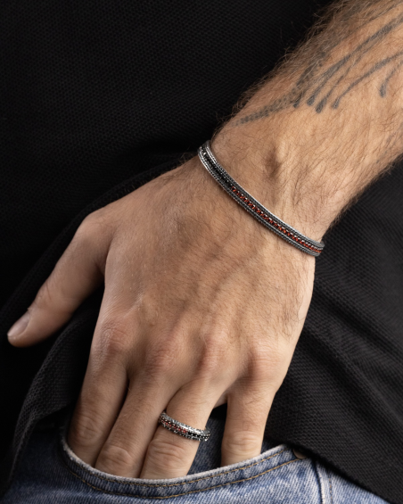 PULSERA TENNIS AC MILAN DE PLATA CON BRILLANTES ROSSONERI