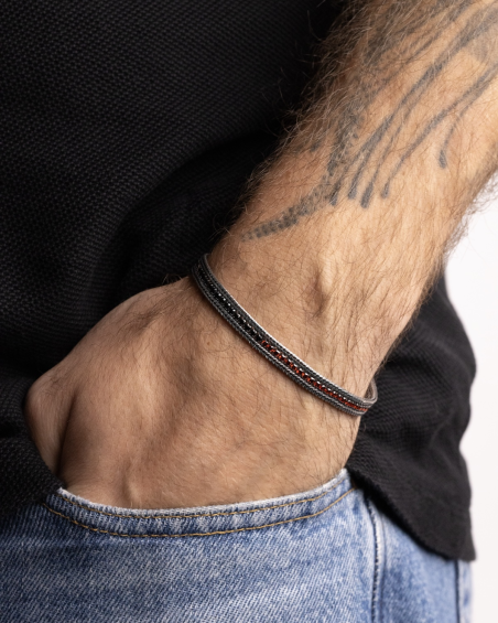 BRACELET TENNIS AC MILAN EN ARGENT AVEC BRILLANTS ROSSONERI