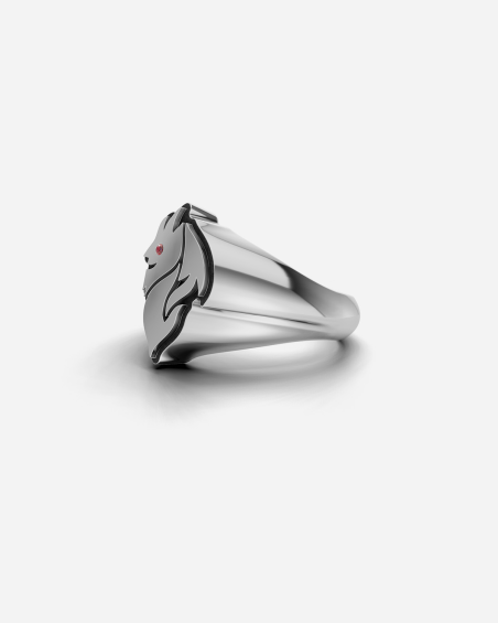 AC MILAN DIAVOLO SIGNET RING WITH RED BRILLIANT