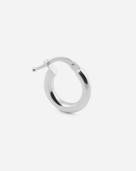 NKlaus Orecchino Singolo A Cerchio In Argento 925 | Diametro 13 Mm | Lucido E Opaco | 4786