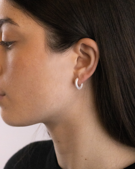 BOUCLE D'OREILLE CERCLE PETITE TEXTURÉE 3 MM DIAM 8,5 MM