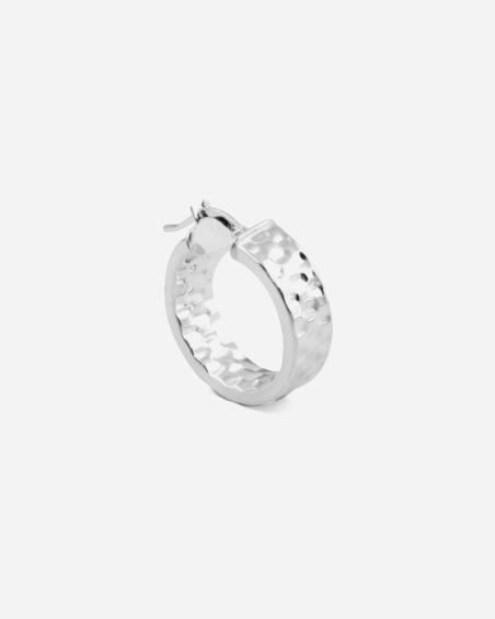 ORECCHINO A CERCHIO LARGO 6 MM MARTELLATO DIAM 11 MM IN ARGENTO