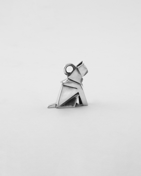 b2b CHARMS ORIGAMI GATTO \\"PAZIENZA\\" / RODIO LUCIDO NOVE25