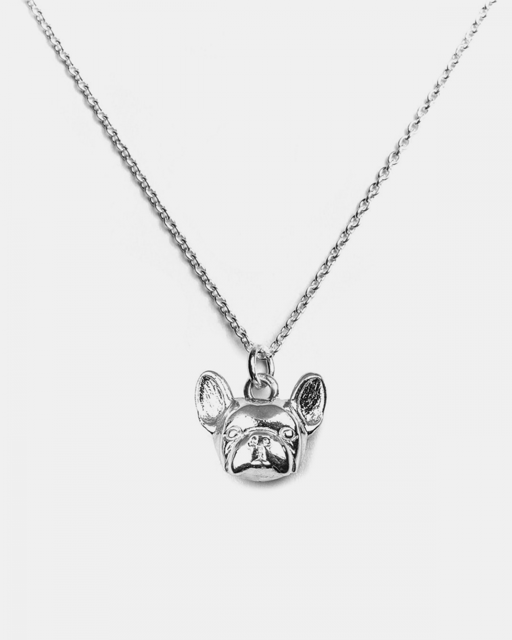 FRENCH BULLDOG PENDANT NECKLACE F040 L60 / POLISHED SILVER