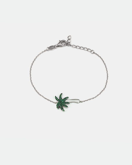 BRACCIALE PALMA ZIRCONATA VERDE / RODIO BIANCO LUCIDO