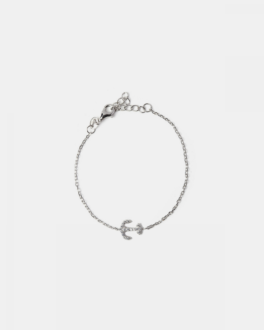 BRACCIALE ANCORA PICCOLA ZIRCONATA / RODIO BIANCO LUCIDO