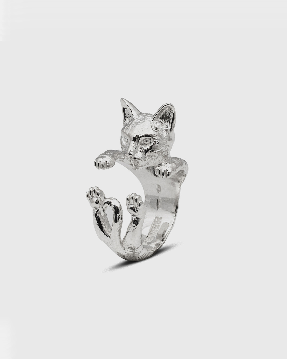 Anello Boho A Forma Di Gatto Argento, Regolabile E Impilabile
