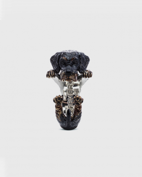 DACHSHUND WIRE-HAIRED HUG RING / ENAMELLED