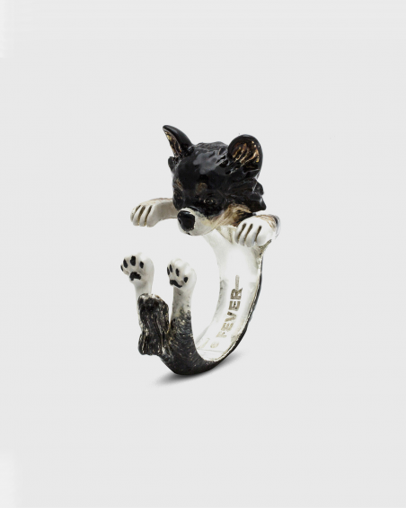 LONG HAIRED CHIHUAHUA HUG RING / ENAMELLED