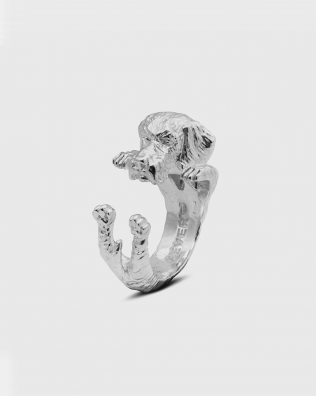 DACHSHUND WIRE-HAIRED HUG RING / POLISHED SILVER