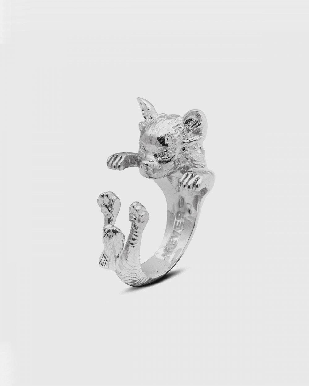 Dog Fever LONG HAIRED CHIHUAHUA HUG RING / POLISHED SILVER NOVE25