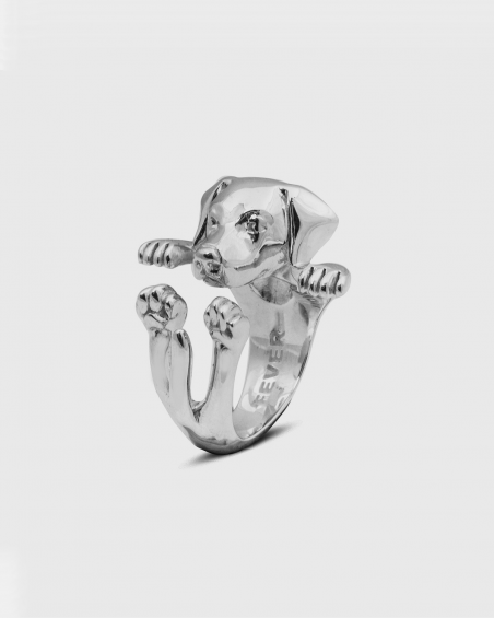 Dog Fever LABRADOR RETRIEVER HUG RING / POLISHED SILVER NOVE25